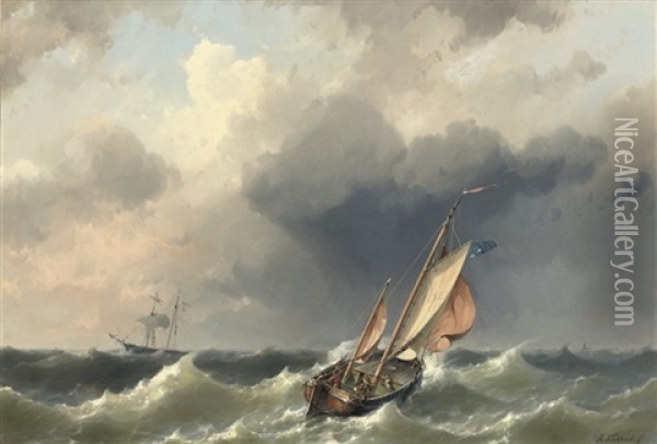 Shipping Of The Coast Of Texel Oil Painting - Hermanus Koekkoek the Younger