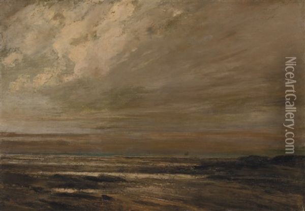 Paysage Marin, Environs De Trouville Oil Painting - Gustave Courbet
