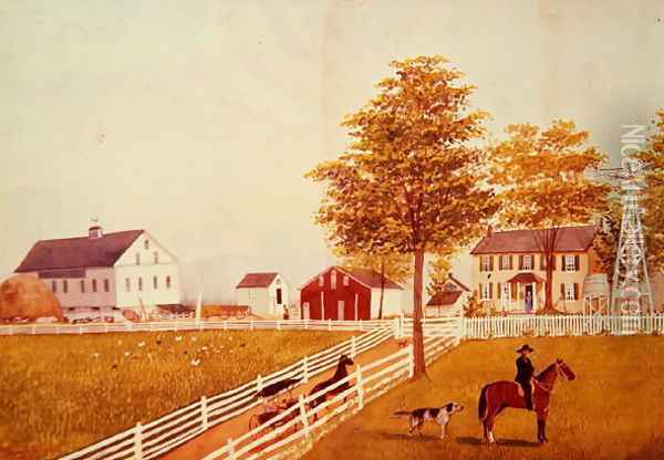 Farm Landscape Oil Painting - Robert Schnitzler