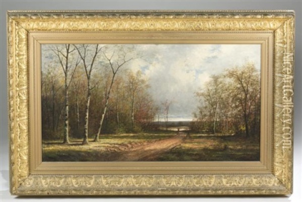 Wooded Landscape Scene Oil Painting - Carl Christian Brenner