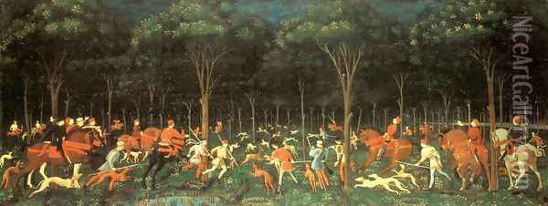 The Hunt in the Forest 1460s Oil Painting - Paolo Uccello