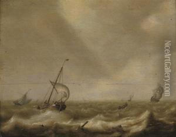 A Stiff Breeze Offshore Oil Painting - Jan Porcellis