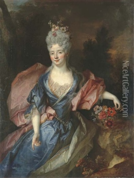 Portrait D'une Dame En Flore Oil Painting - Nicolas de Largilliere