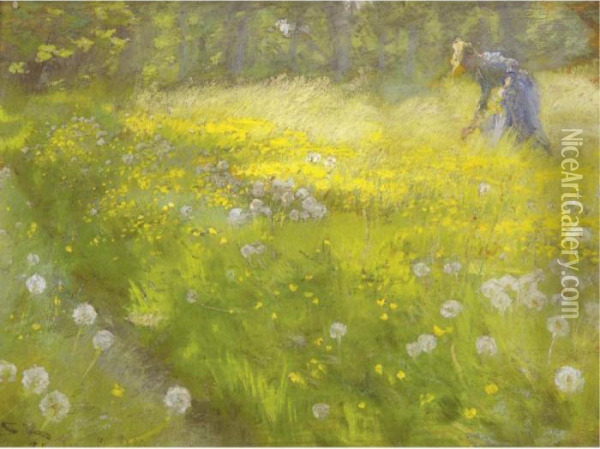 Fru Marie Kroyer I Haven Pa Skagen (marie Kroyer In The Garden At Skagen) Oil Painting - Peder Severin Kroyer