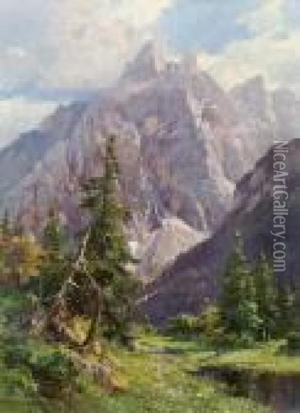 Ansicht Bei Cortina, Montecristallo (?) Oil Painting - Edward Theodore Compton